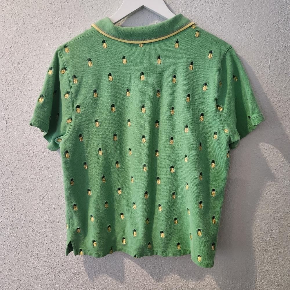 VTG Pendleton Pineapple Embroidered Polo Shirt Green Tropical - Picture 3 of 4